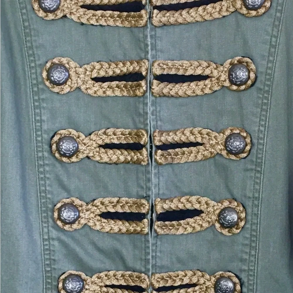 Free People Passenger Military Style Cotton Twill Jacket Blazer In Moss Size L